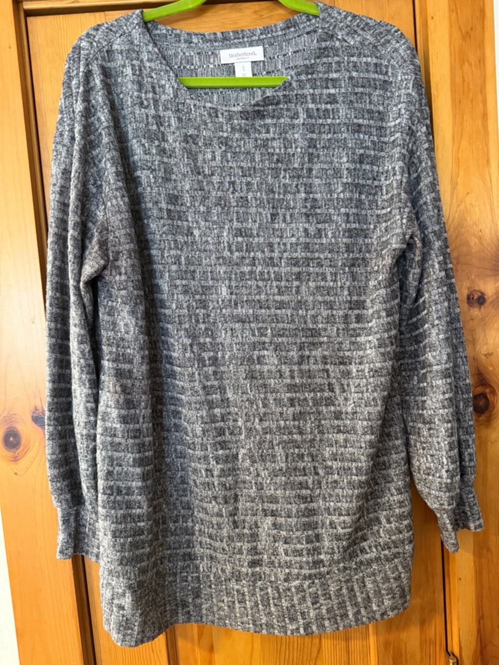 Motherhood Maternity Heather Gray Ribbed Crew Neck Sweater Top size L